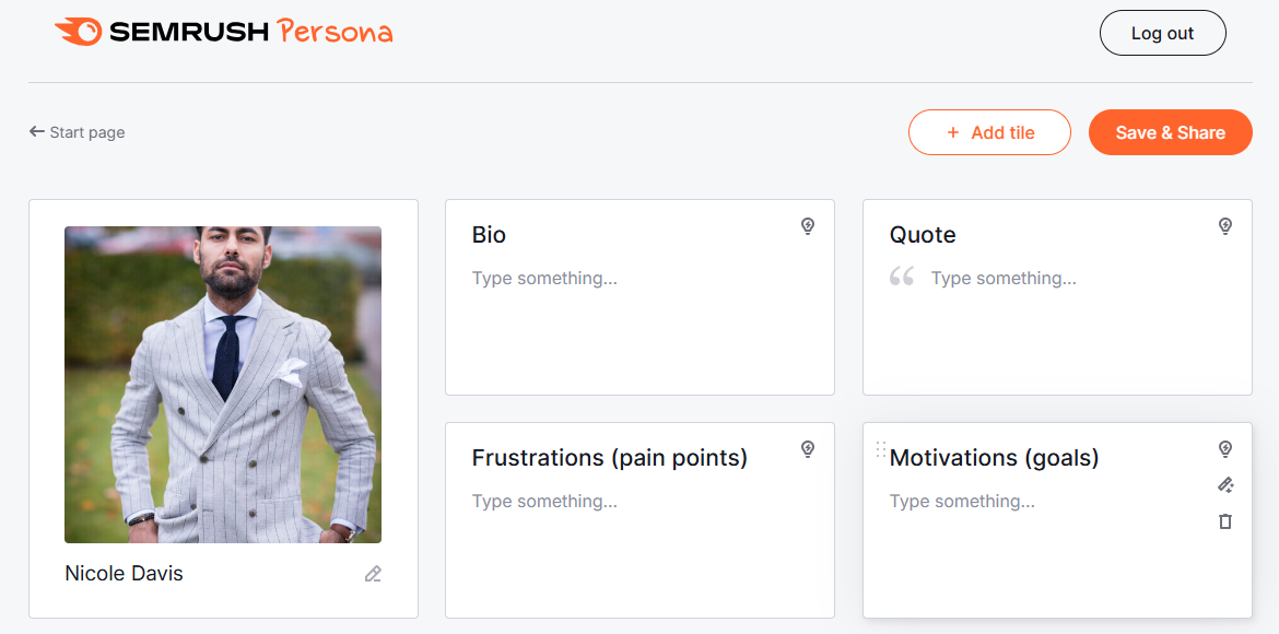 Semrush persona builder