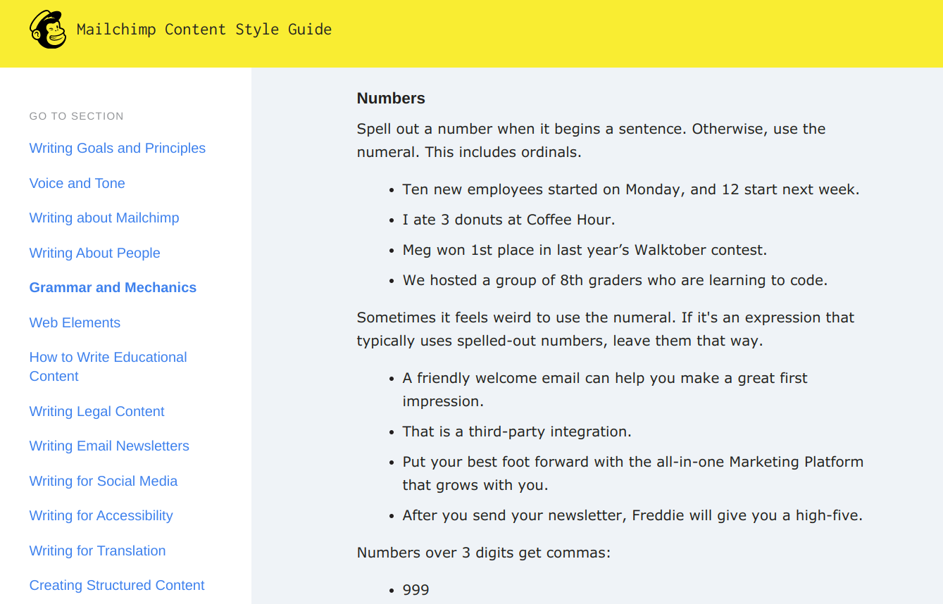 Mailchimp content style guide