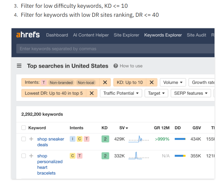 Screenshot on an Ahrefs blog post