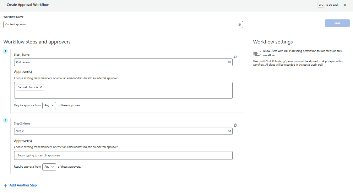 approval workflow setup in Sprout Social