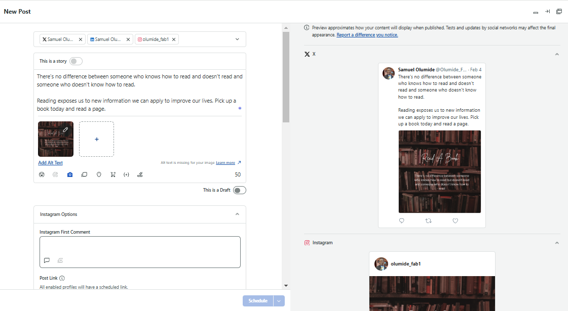Sprout Social post composer