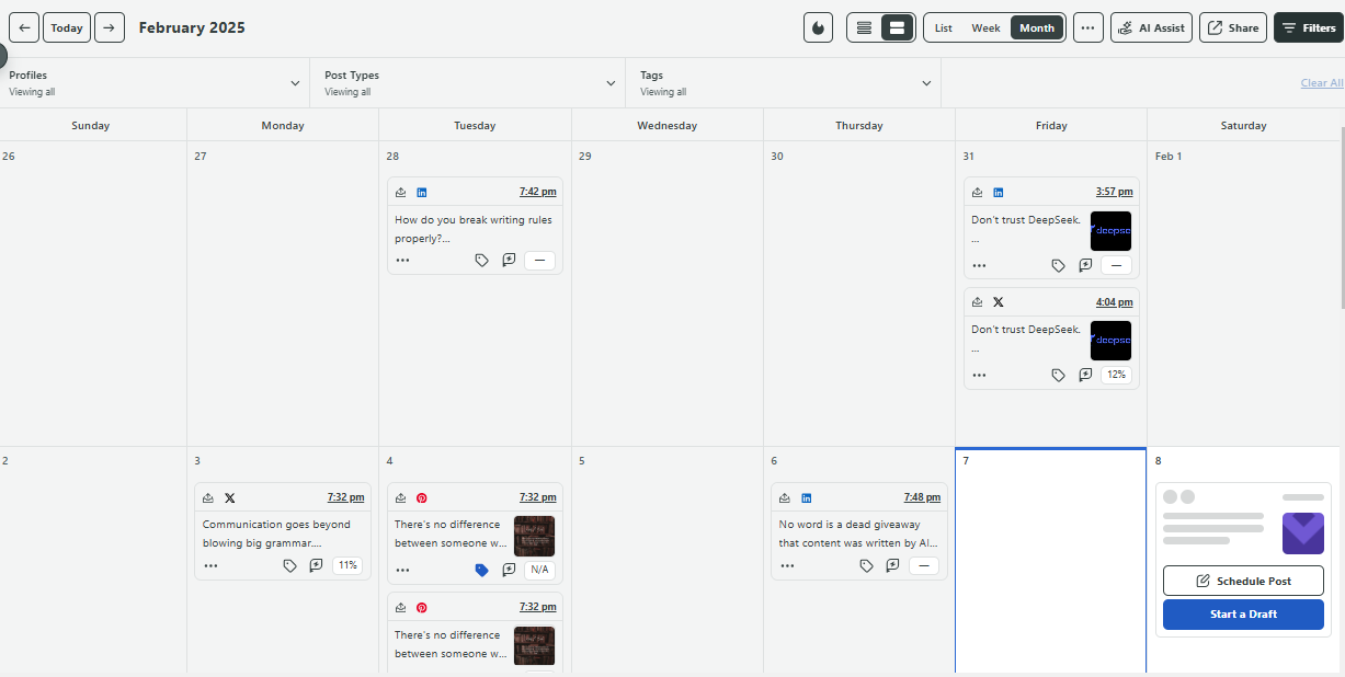 social media calendar in Sprout Social